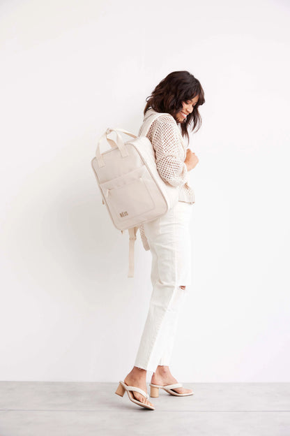 The Expandable Backpack in Beige
