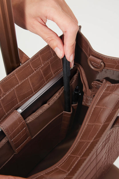 The Work Tote in Maple Croc
