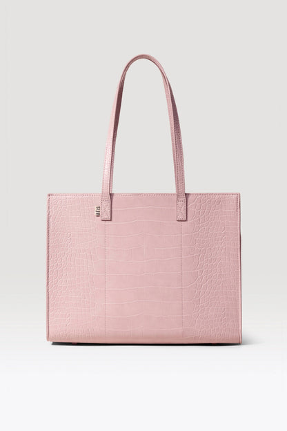 The Work Tote in Atlas Pink Croc